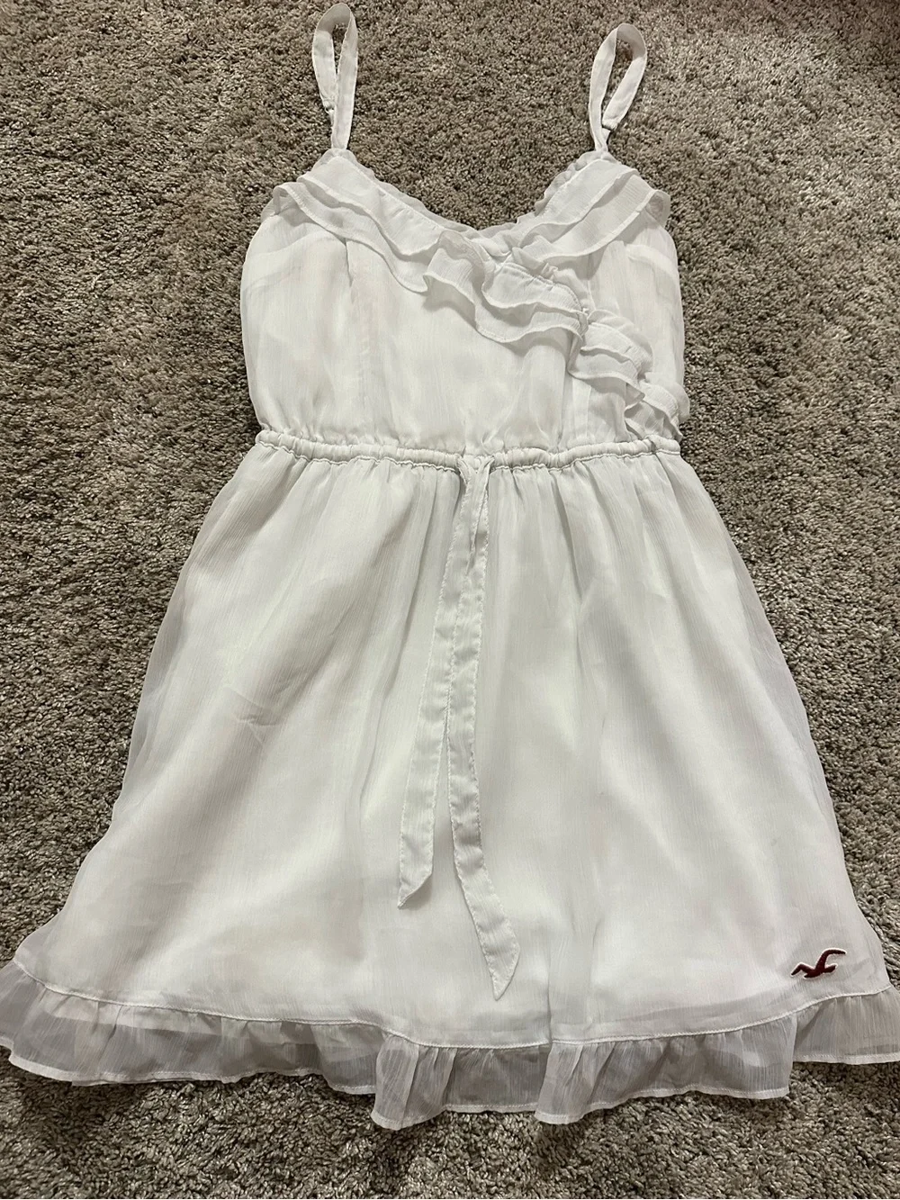 Hollister Y2K White Babydoll Mini Dress Size S - Chiffon Coquette